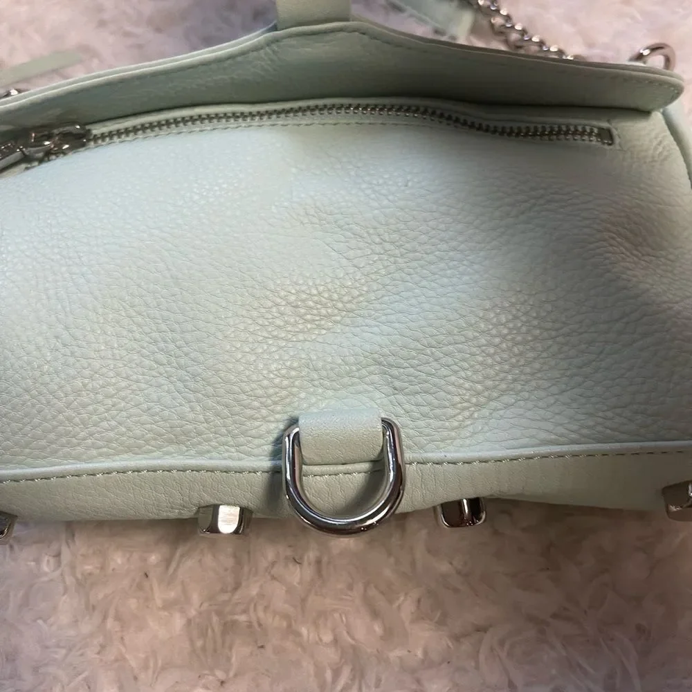 Rebecca Minkoff Mini Mac Crossbody Bag Leather mint green Chain Strap Studded - Picture 11 of 16